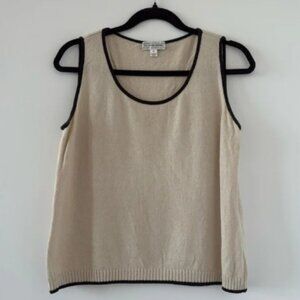 St. John Sport Knit Shell Tank M Cream and Navy